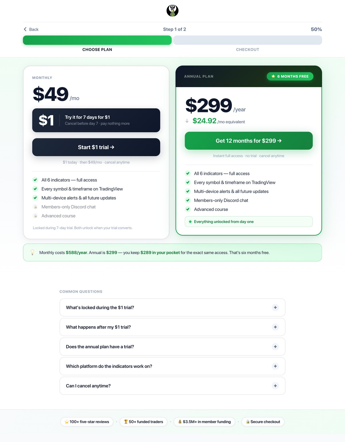 Pricing page